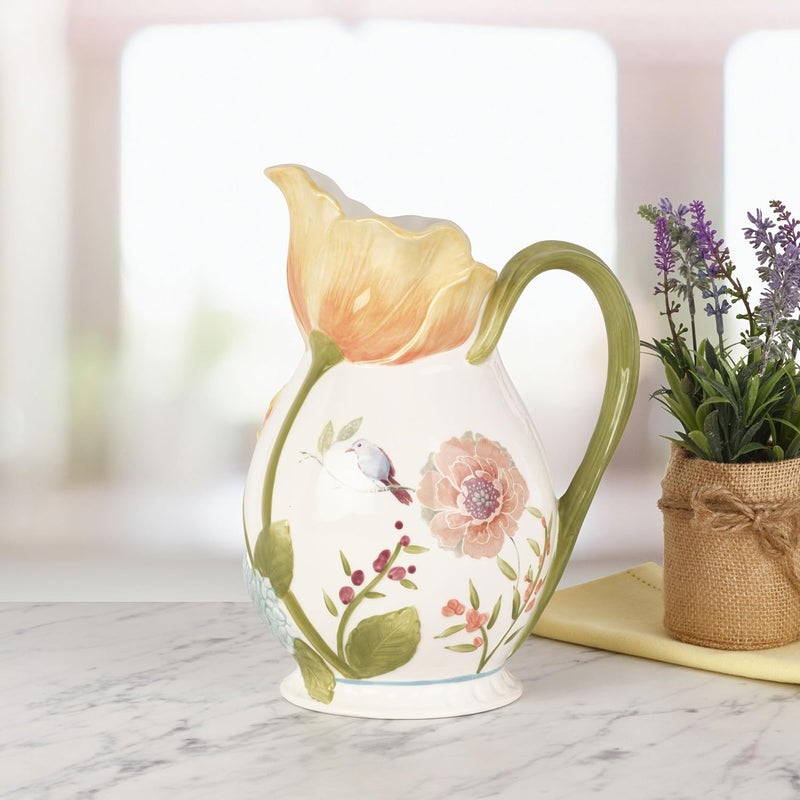 Fitz & Floyd Fitz and Floyd Meadow Floral Pitcher Vase, 2.5 Quart - Image 5
